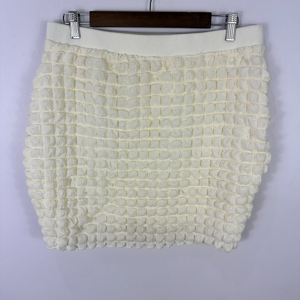 Fashion Nova Skirt 1X Ivory Textured Bubble Mini Y2K Party Coquette Festive Glam